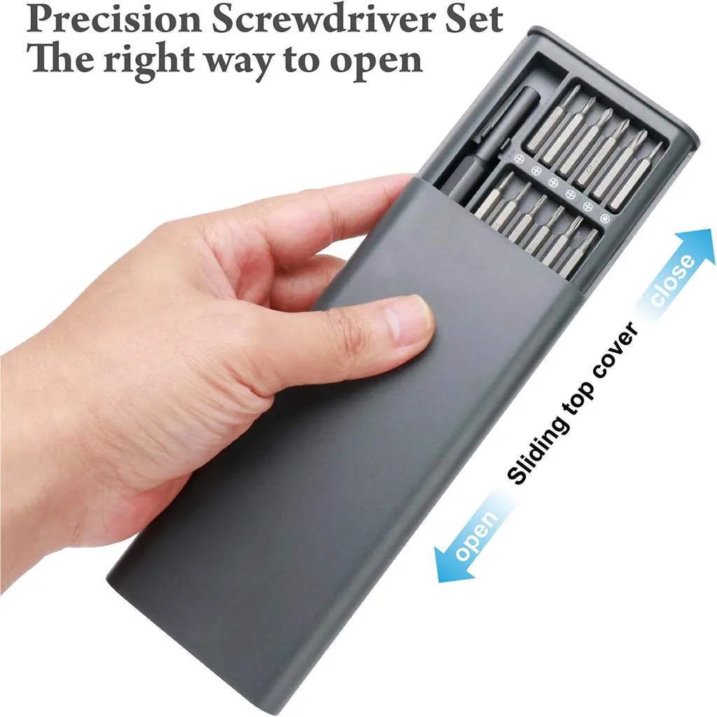 UF Tool 25-in-1 Magnetic Screwdriver Set - Precision Repair Kit For Phone, Computer & Electronics - 24 Detachable Steel Bits_voghion.com