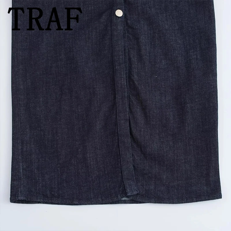 فستان TRAF من قماش الدنيم للنساء لربيع وصيف فساتين...