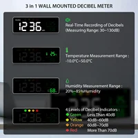 Decibel Sound Level Meter 11 inch Large LED Display Noise Temperature Humidity Meter with Alarm Icons Indicator Multi-function 2