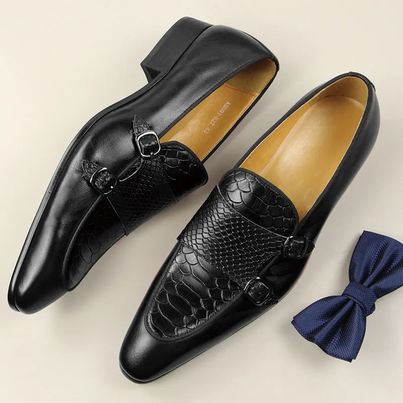 Comfortable Men Leather Shoes Red Black Color Loafers Rubber Bottom Casual Office Business Footwear Classic Retro Penny Man Shoe