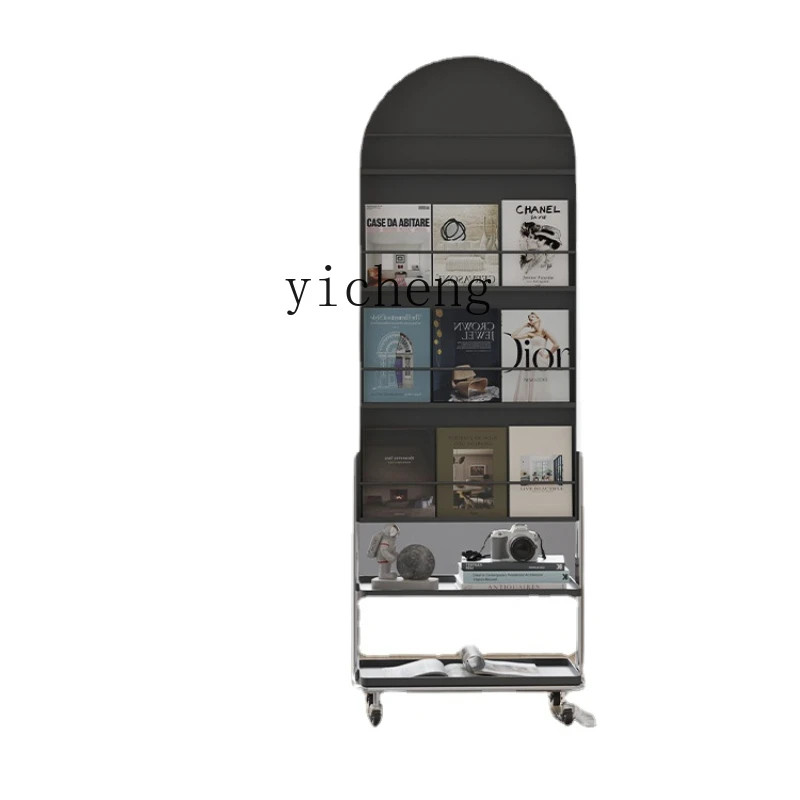 

Tqh Bedroom Dressing Mirror Floor Bookshelf and Storage Shelf Movable Full Body Fitting Mirror