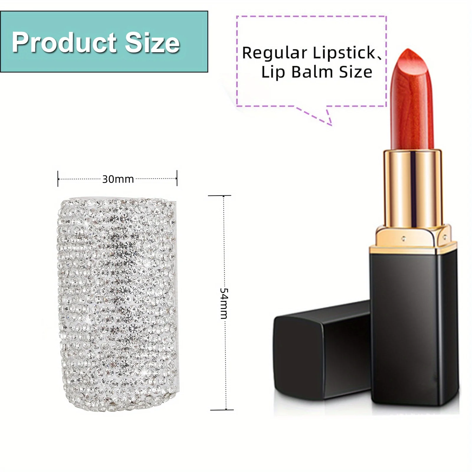 Car Chapstick Holder Bling Makeup Holder Rhinestone Car Accessories for Women Interior Suitable for Most Vehicles Auto Interior