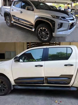 Matte Black Side Door Trims Body Monster Door Cladding for Mitsubishi Triton L200 2019 2020 2021 2023 2024 4X4 Car Accessories 1