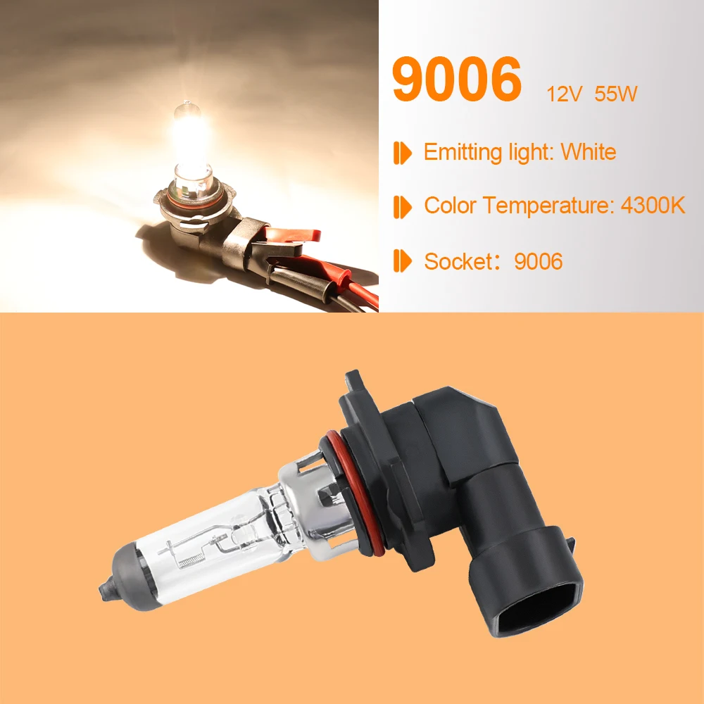 2pcs 9006 HB4 55W 할로겐 램프 12V 4300K ??자동차 안개등 흰색 9006 할로겐 헤드 라이트 전구 55W 자동차 헤드 전구