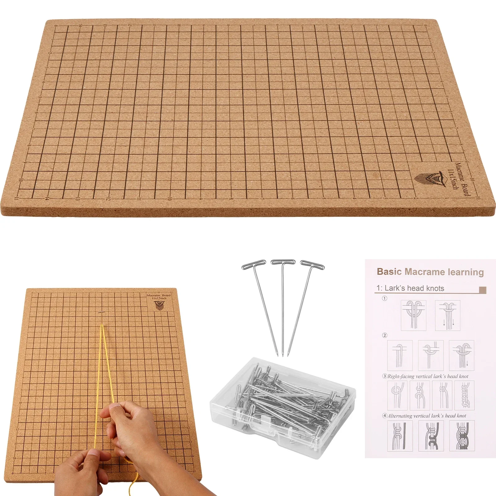 Macrame Board with Pins 12x16in Double Side Macrame Project Board with Grids Portable Braiding Instructions Reusable
