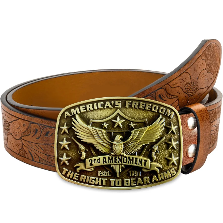 Eagle waist belt with spread wings, exquisite carved large plate buckle, alloy buckle head for both men and women - irregular pa