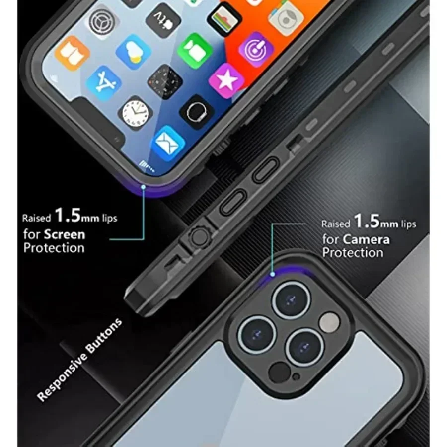 Pro Max Waterproof Shockproof Dustproof Phone Case with Screen Protector - Full Body Protective Cover