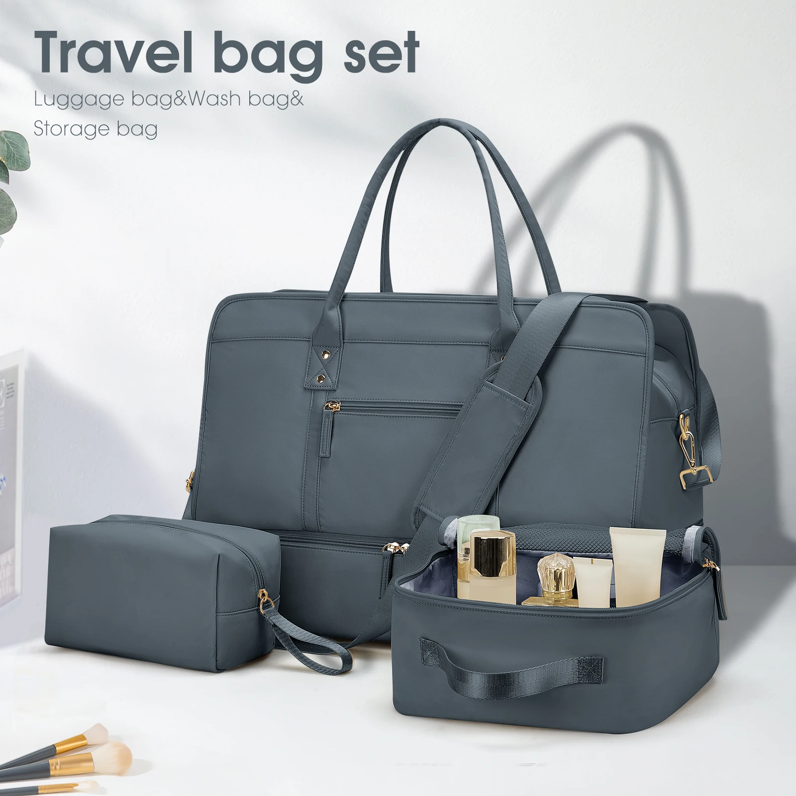 Women's Business Travel Luggage Bag Portable Storage Bag, Large Capacity Travlel Bag with Shoe Compartment Duffle Weekends ﻿