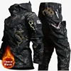 NEW Camo Fleece Warm Sets Winter Soft Shell Tactical Jacket Cargo Pant Outdoor Multi-pocket Waterproof Hunting Suit 1