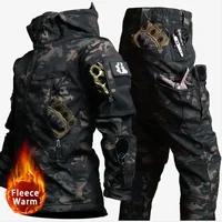 NEW Camo Fleece Warm Sets Winter Soft Shell Tactical Jacket Cargo Pant Outdoor Multi-pocket Waterproof Hunting Suit 1