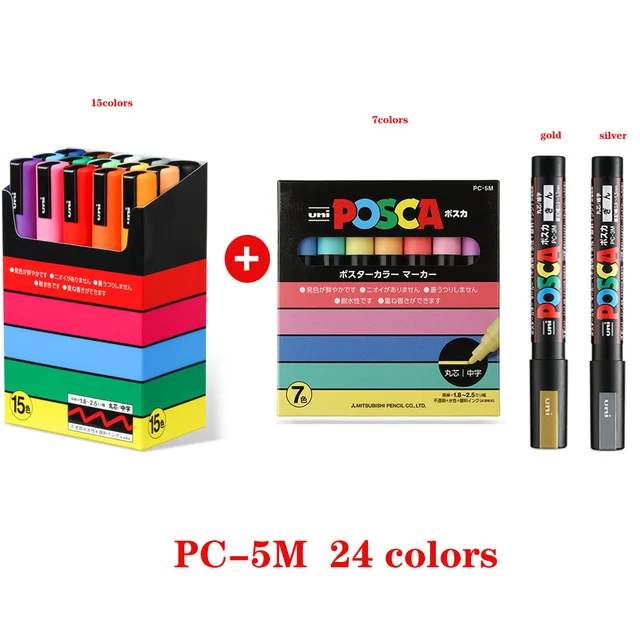 21/24/24 Color Japan UNI POSCA Marker PC-1M/3M/5M POP Poster Advertising  Pen 0.7-2.5MM Painting Graffiti Water-soluble Color Pen - AliExpress