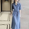 Oversized Thin Breathable Denim Shirt Dress