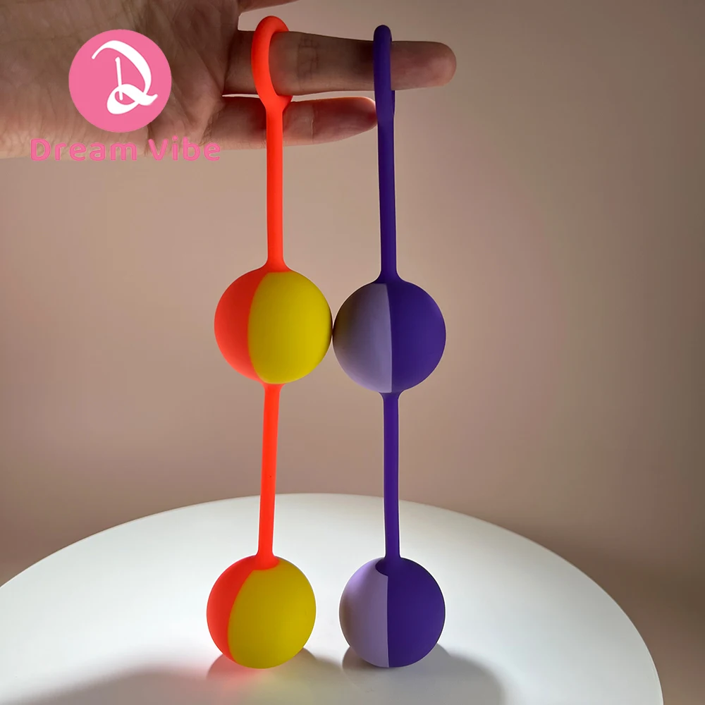 Pure Silicone Kegel Exercisers Duo Ben Wa Balls Pelvic Floor Training Beads Pleasure Sex Toy Woman Internal Free-Roaming Ball