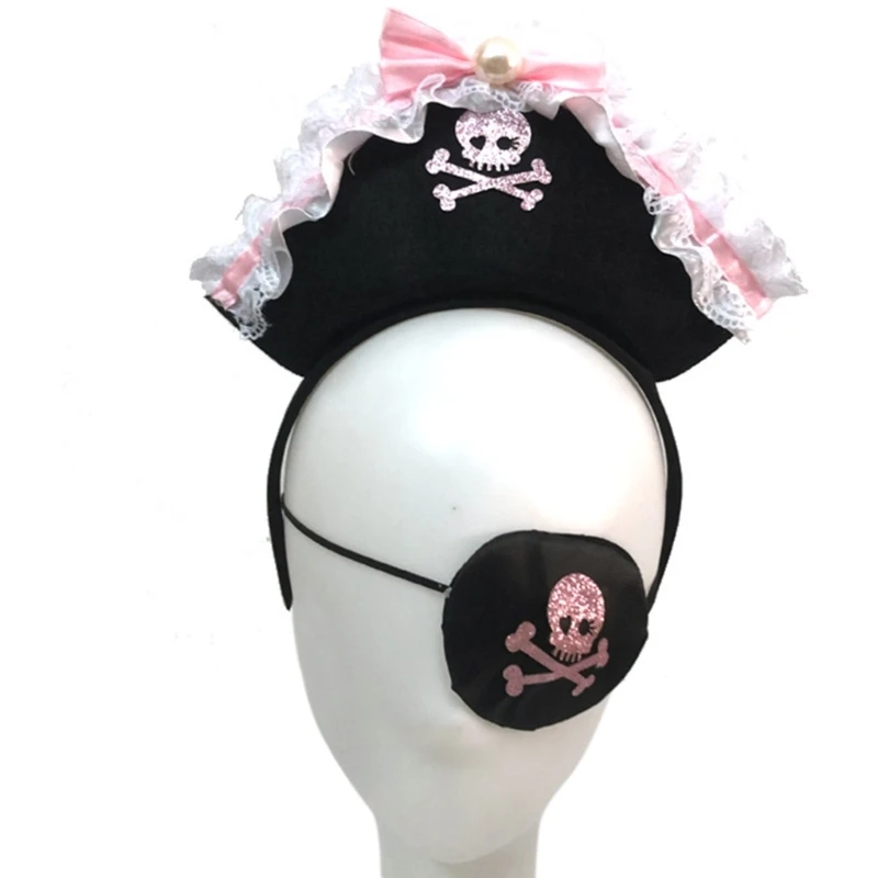 

Повязка для волос с 3-D бантом пиратский нашивка для глаз Косплей Костюм для вечеринки женский обруч для волос праздничный наряд Прямая поставка