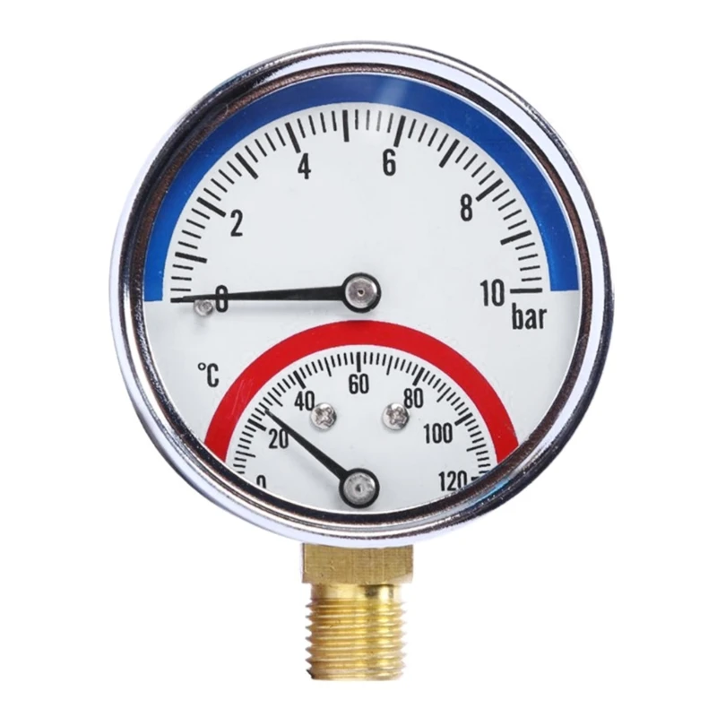 

Upgrade 10 BAR Lower Entry 120℃ Temperature Pressure Gauge Thermo-manometer G1/4 Thread for Used Floor Heating Drop Shipping