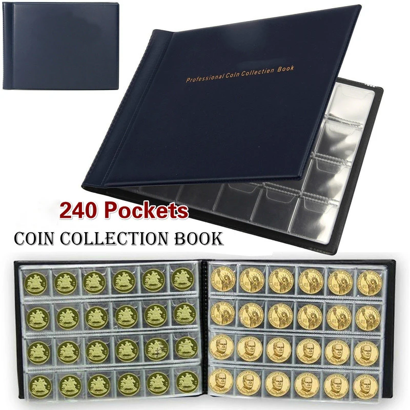 Álbum de Moedas para Moedas, Porta-moedas, Coleção Livros, Alta qualidade, Royal Coin Collection Book, Novo, 10 páginas, 240 bolsos