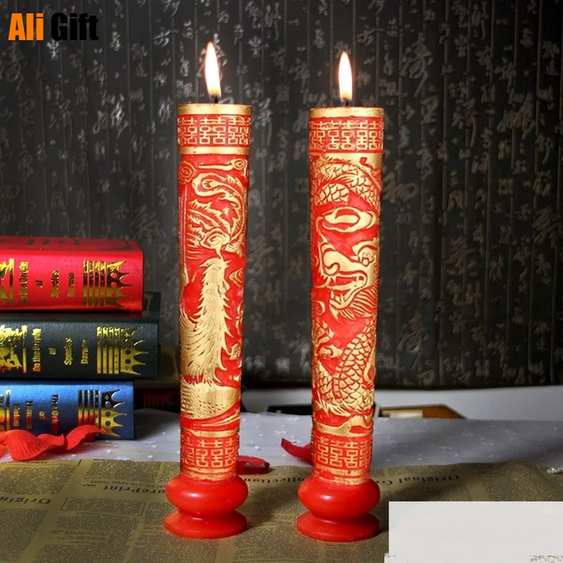 Chinese Style Scented Birthday Weddings Candles Love Dragon Phoenix