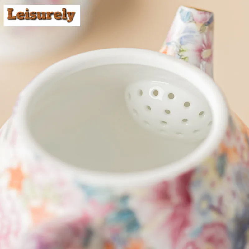 Colour Enamels Flower Tea Set Complete Set Creative Tea Ceremony Set Household Teapot And Tea Cup Set Teaware Accessories Gift