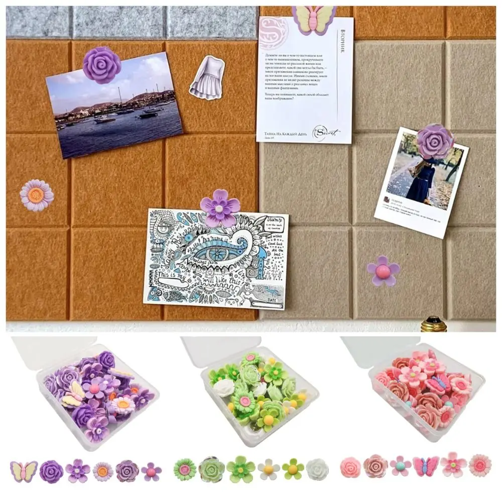 30Pcs DIY 나비 푸시 핀 크리 에이 티브 다채로운 꽃 푸시 핀 다기능 재사용 가능한 칠판 푸시 핀