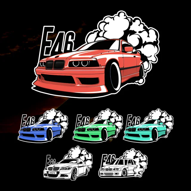 RuleMylife – autocollants dessin animé E46 Drift Art pour voiture BMW,  étiquette, accessoires de voiture mignons, décoration Pegatinas Para Coche  - AliExpress