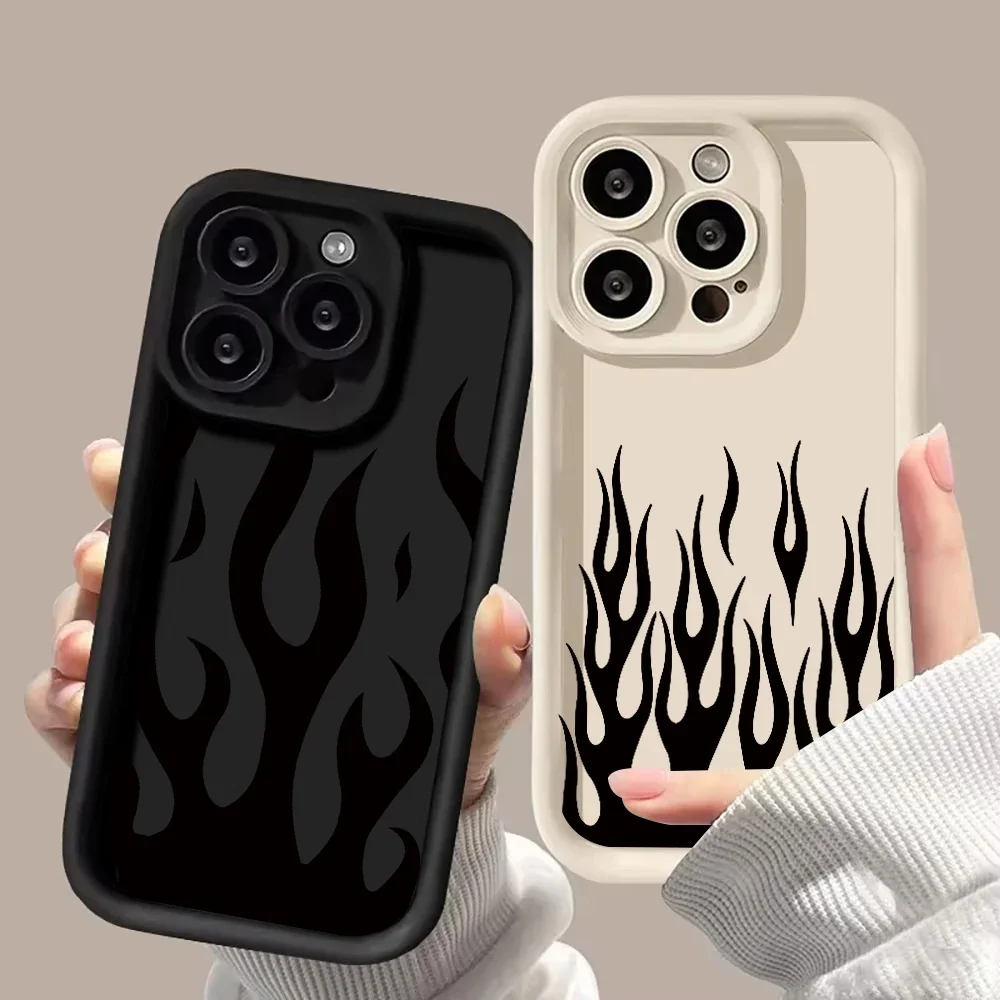 Sleek Black Flame Silicone Shockproof Phone Case
