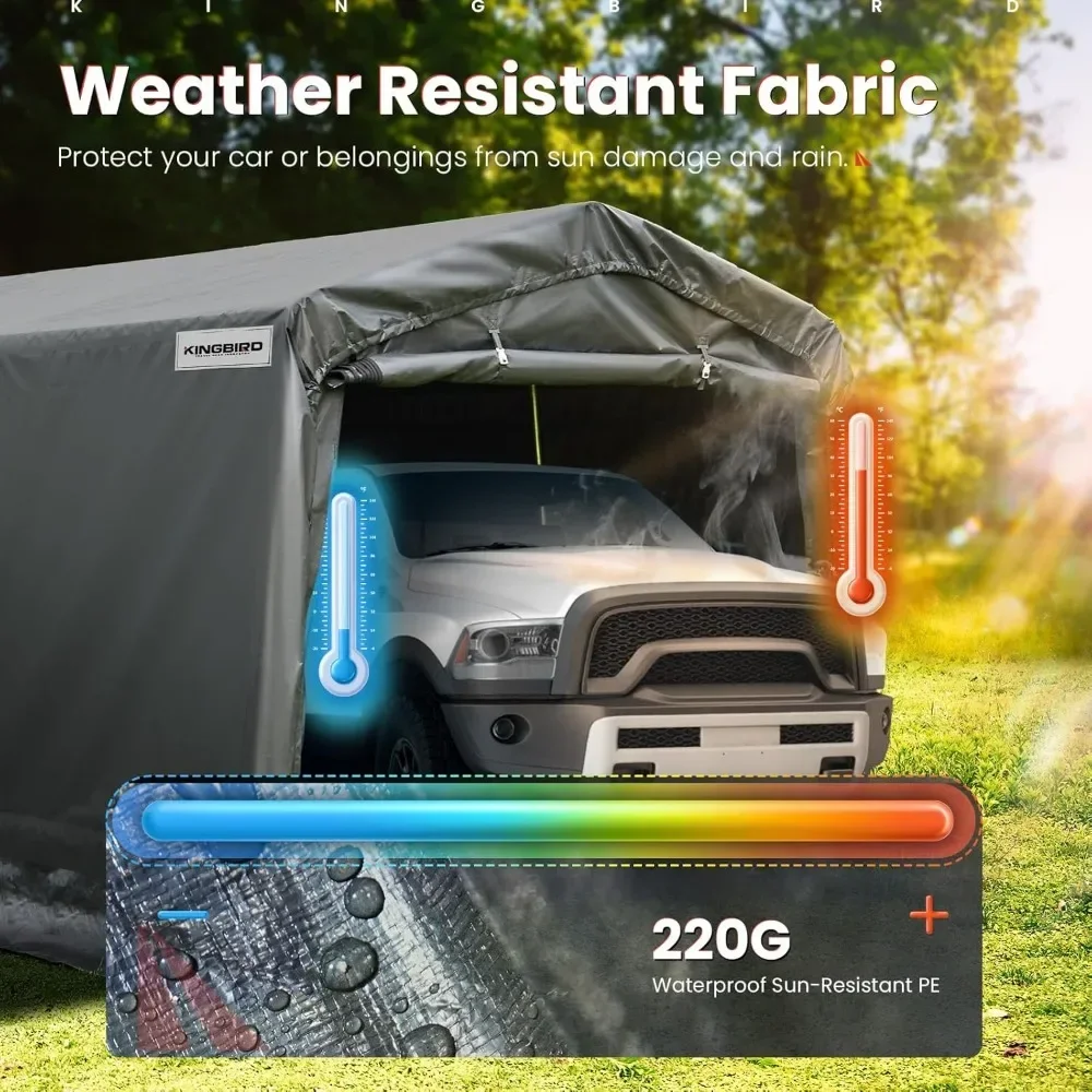 10' x 15' Heavy Duty Anti-Snow Carport Car Canopy Outdoor Instant Garage with Reinforced Ground Bars