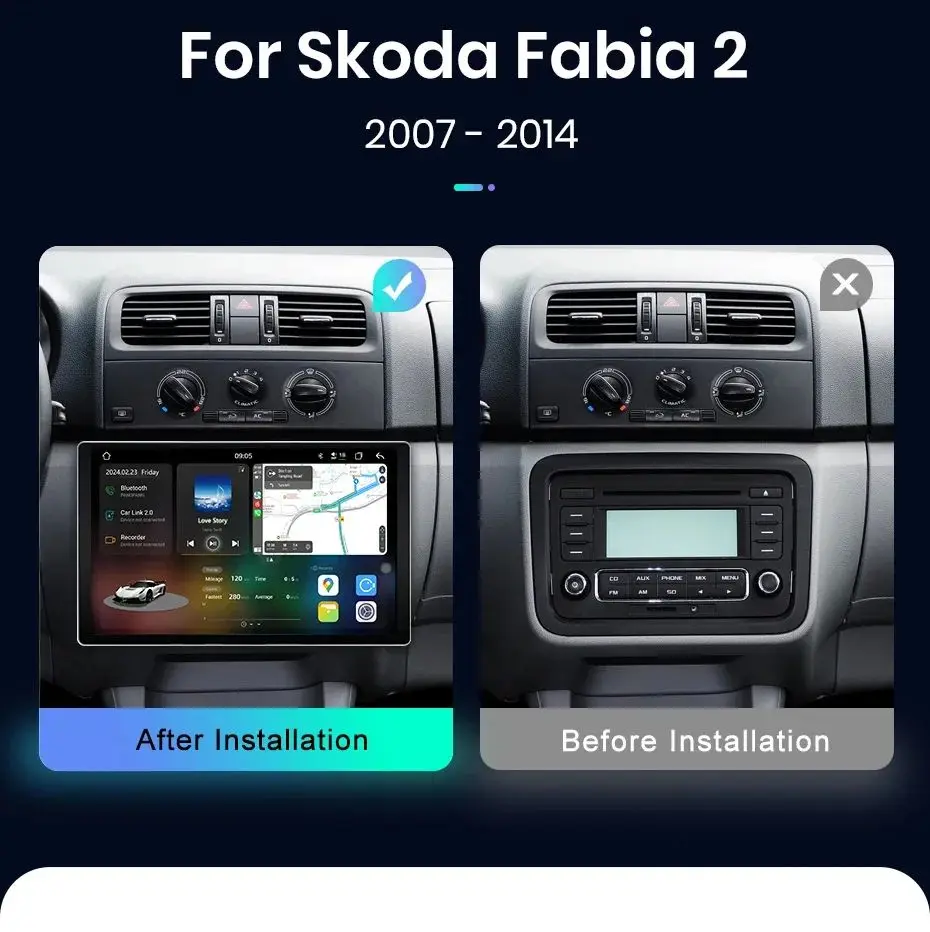 Junsun v3 plus 2k kabelloses carplay android auto auto intelligente systeme für skoda fabia 2 2007-2014 autoradio – Detail 2
