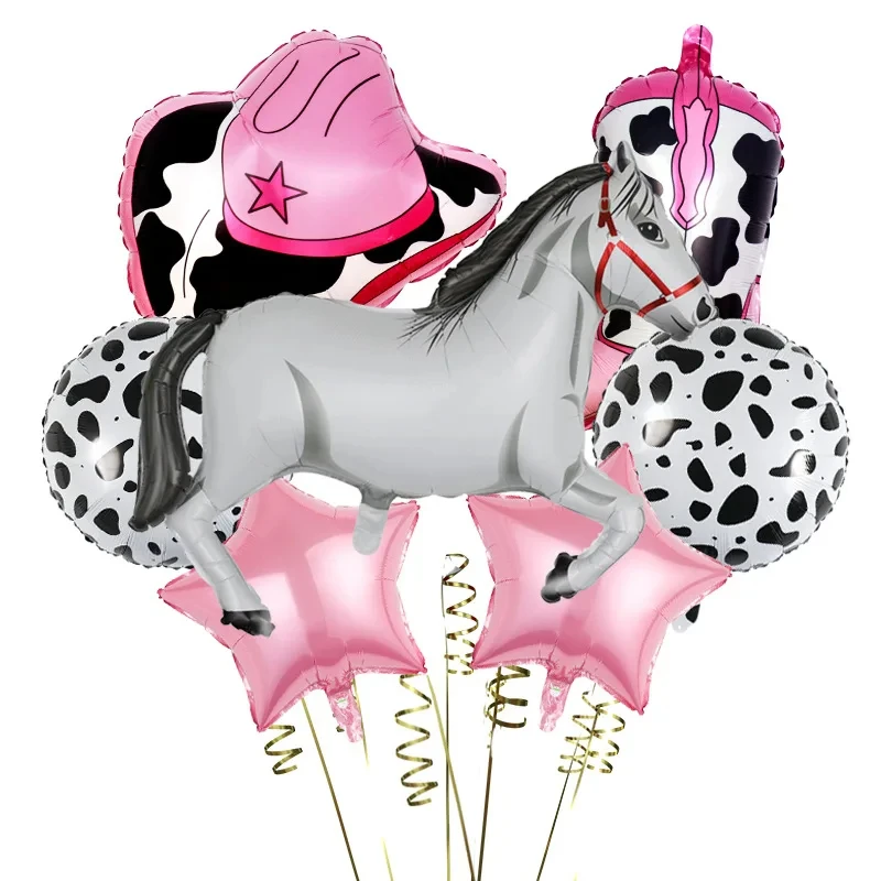 서양 카우보이 생일 테마 풍선, 카우보이 모자 부츠, 파티 알루미늄 필름 풍선, 어린이 생일 파티 장식 용품, 1 세트