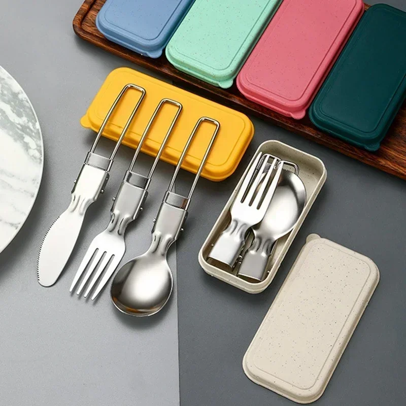 Set Posate Da Campeggio 4 In 1 Pieghevoli | Coltello, Forchetta, Cucchiaio E Apribottiglie | Acciaio Inox | Kit Salvaspazio Per Picnic E Trekking - 3