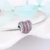 Charming Pink CZ Heart Authentic 925 Sterling Silver Bead DIY Jewelry Making Fit Original LYNACCS Charms Bracelet Women 4
