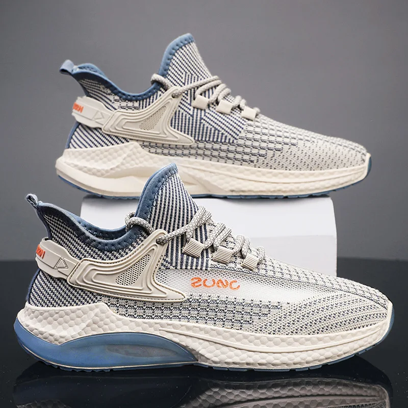 

Men Breathable Mesh Fashion Summer Sneaker Letter Print Comfort Outdoor Running Shoes Low Top Lace Up Thick Soled Walking Shoes