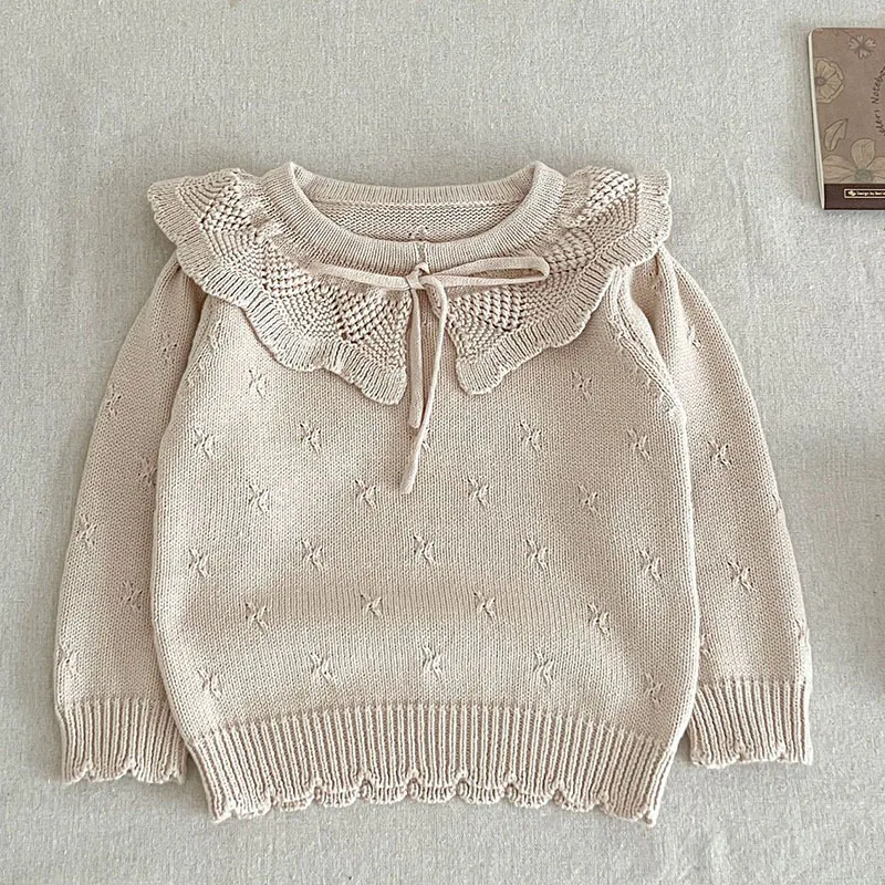가을 겨울  소녀 풀오버 스웨터, 긴팔 단색 뜨게 풀오버,  소녀 스웨터