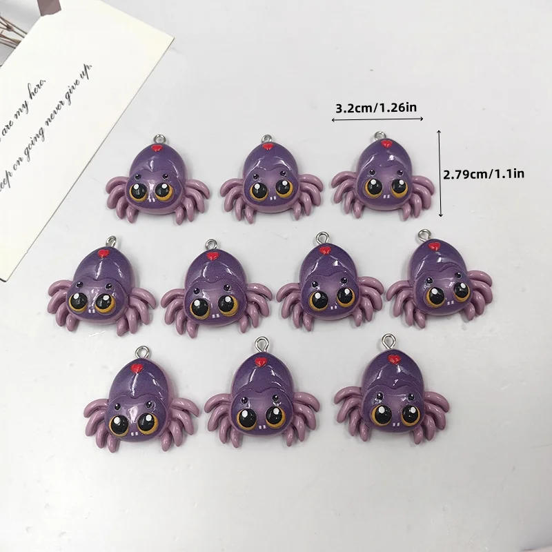 10pcs 축제 할로윈 하트 쥬얼리에 대 한 거미 매력 Kawaii 동물 수 지 펜 던 트 Flatback DIY 키 체인 C1034 만들기