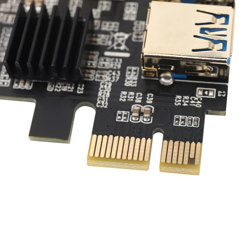 Placa Adaptadora Pcie Riser Portas Novo Adaptador Pci-e 1x para Usb 3.0 Pci-e Rabs9 Gpu Riser Extensor Eteu Display Display Engrenagem Zec 1 Cartões para acréscimos - Imagem 5