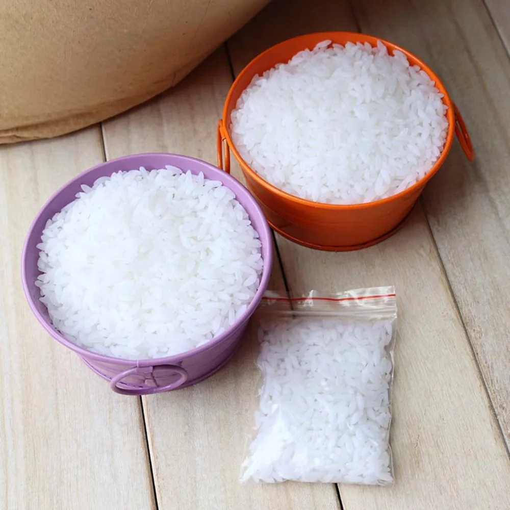 Creative Artificial Rice Model PVC Interesting White Miniatures Fake Rice Cabinet Ornaments Handmade Chinese Grain Model 1Pcs food model,food photography props