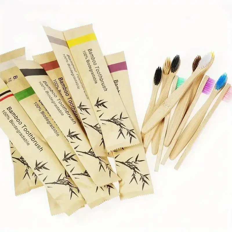 Bamboo Toothbrush 5pcs Bamboo Biodegradable Toothbrush Manual Wooden Handle Toothbrushes With Soft Bristles For Sensitive Teeth Gums Oral Care