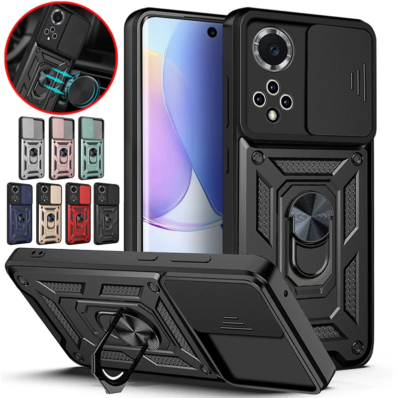 For Huawei Nova 9 Case Shockproof Armor Slide Camera Protect Cases For Huawei Nova9 Nova 9 SE Magnetic Holder Ring Back Cover_voghion.com