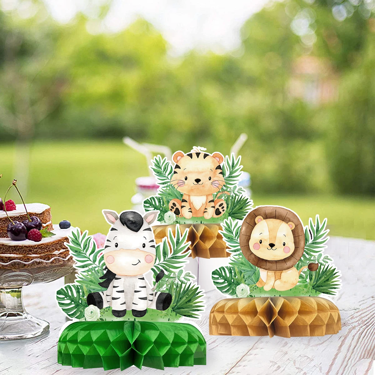 Jungle Animal Party Decorations Paper Honeycomb Happy Birthday Party Supplies Kids Woodland Safari Birthday Baby Shower
