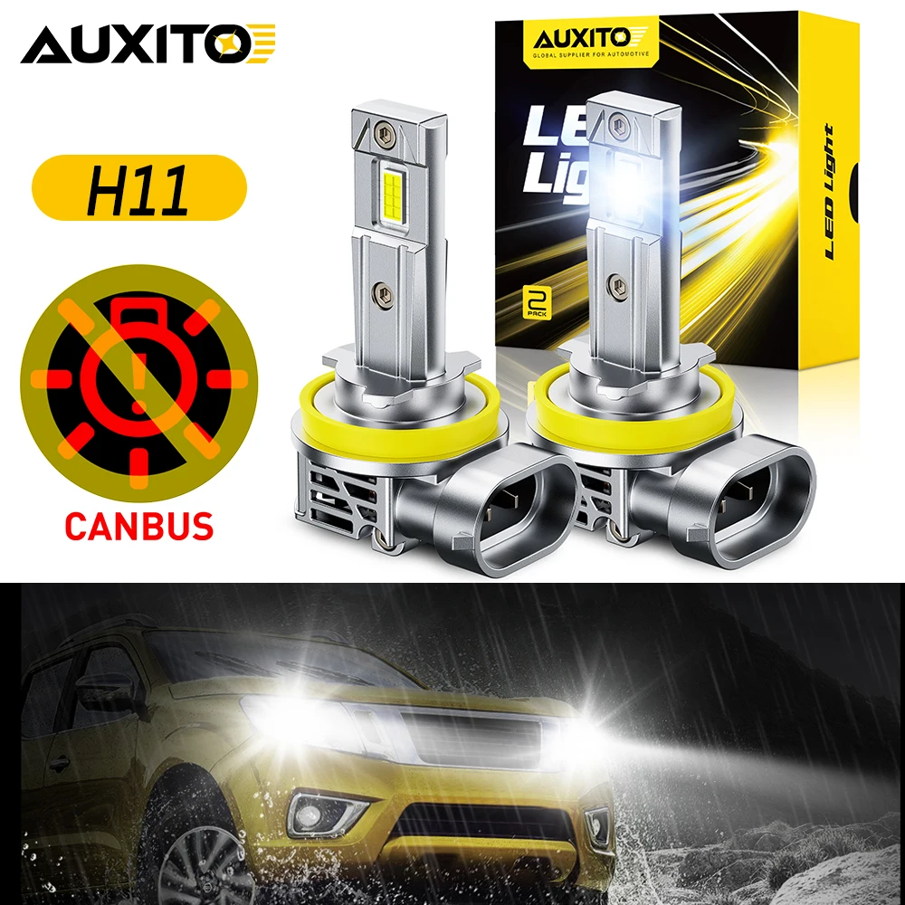 2Pcs AUXITO H11 LED Headlights Turbo Canbus White 70W High Power H8 H9 H11 Headlight Kit For Toyota Ford VW No Error 30000LM 12V