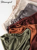 Long Satin Skirts Women Dark Green Luxury Spring Summer Maxi Straight Black Skirt Long Shining Satin Skirt Maxi Brown Ladies - Image 6