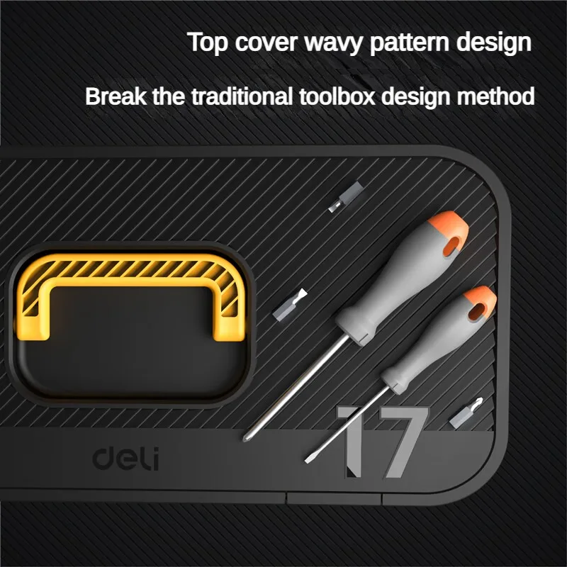 Deli 1 Pcs Multiple Specifications Toolbox Double Layer Tools Storage Box with Handle Multifunctional Portable Tool Organizer 4