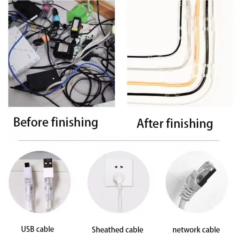No-punch Cable Manager, Wall Sticker, Traceless Wire Storage, Fixed Self-adhesive Wire Clip, Network Cable Routing Artifact