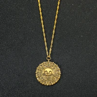 Pirates des caraïbes Jack Sparrow squelette aztèque têtes de crâne pièce médaillon pendentif Vintage bijoux collier pour la vente en gros 5