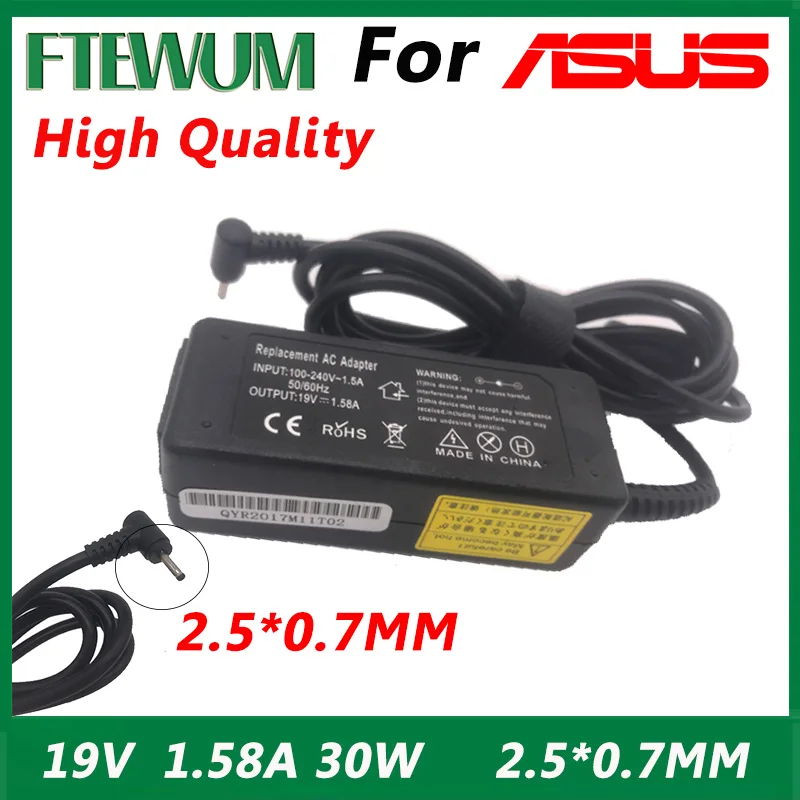 Adattatore Per Caricabatterie Per Notebook Per Asus Eee Pc Vx6, Eee Pc 1215T 19V Alimentatore Per Laptop 1.58A (30W) 2.5X0.7Mm Di Alta Qualità Nuovo D