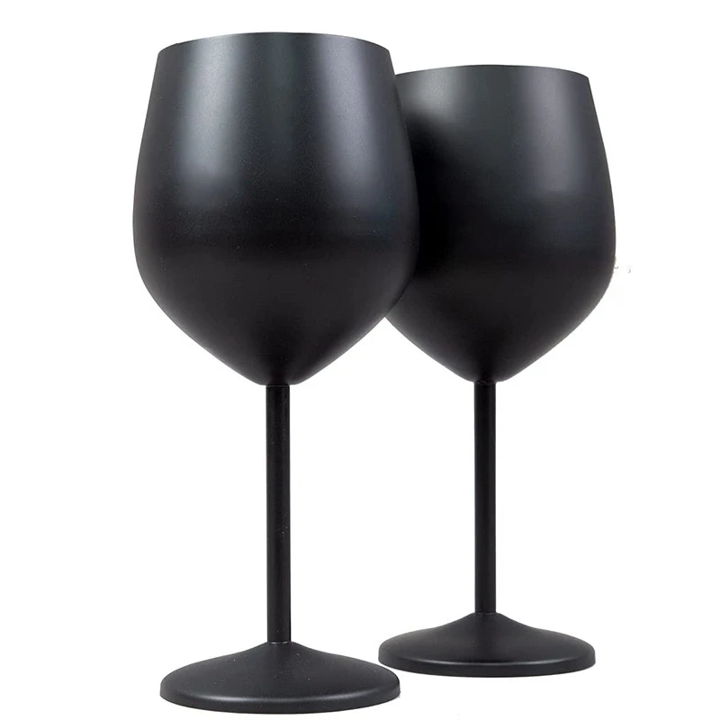 

Stainless Steel Wine Glases Black Plating Vodka Cup Juice Liquor Champagne Goblet 18oz Tumbler Party Wedding Drinkware Tableware