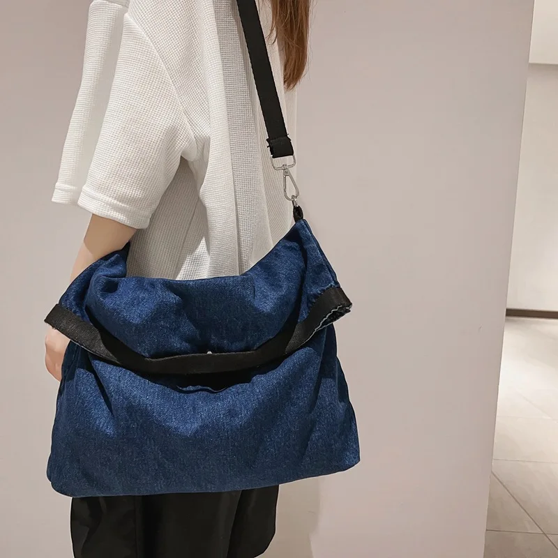 

Повседневная вместительная холщовая женская сумка-тоут 2022, простая джинсовая женская сумка-Кроссбоди в стиле Харадзюку, сумочка в стиле ретро