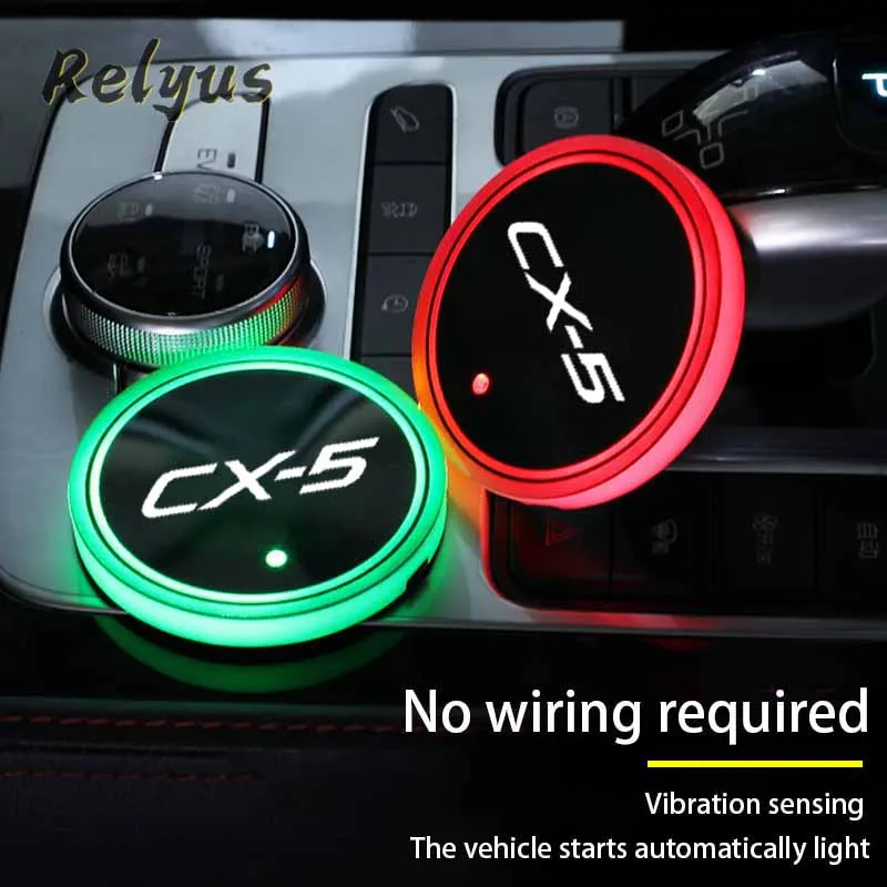 Lichtgevende Auto Water Cup Coaster Houder 7 Kleurrijke Usb Opladen Auto Led Sfeer Licht Voor Mazda CX5 Cx 5 CX-5 auto Accessoires