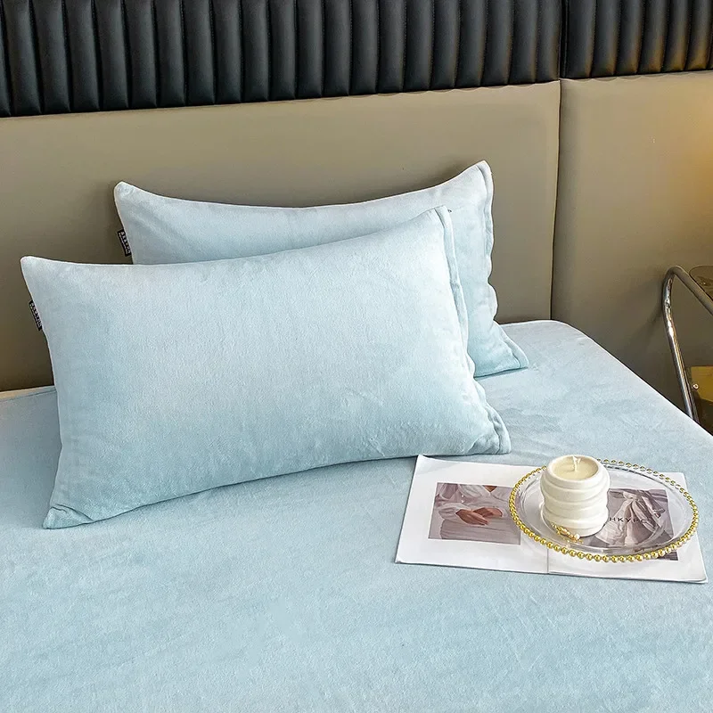 Silk pillowcase winter warm flannel pillowcase solid color velvet fabric for bedding
