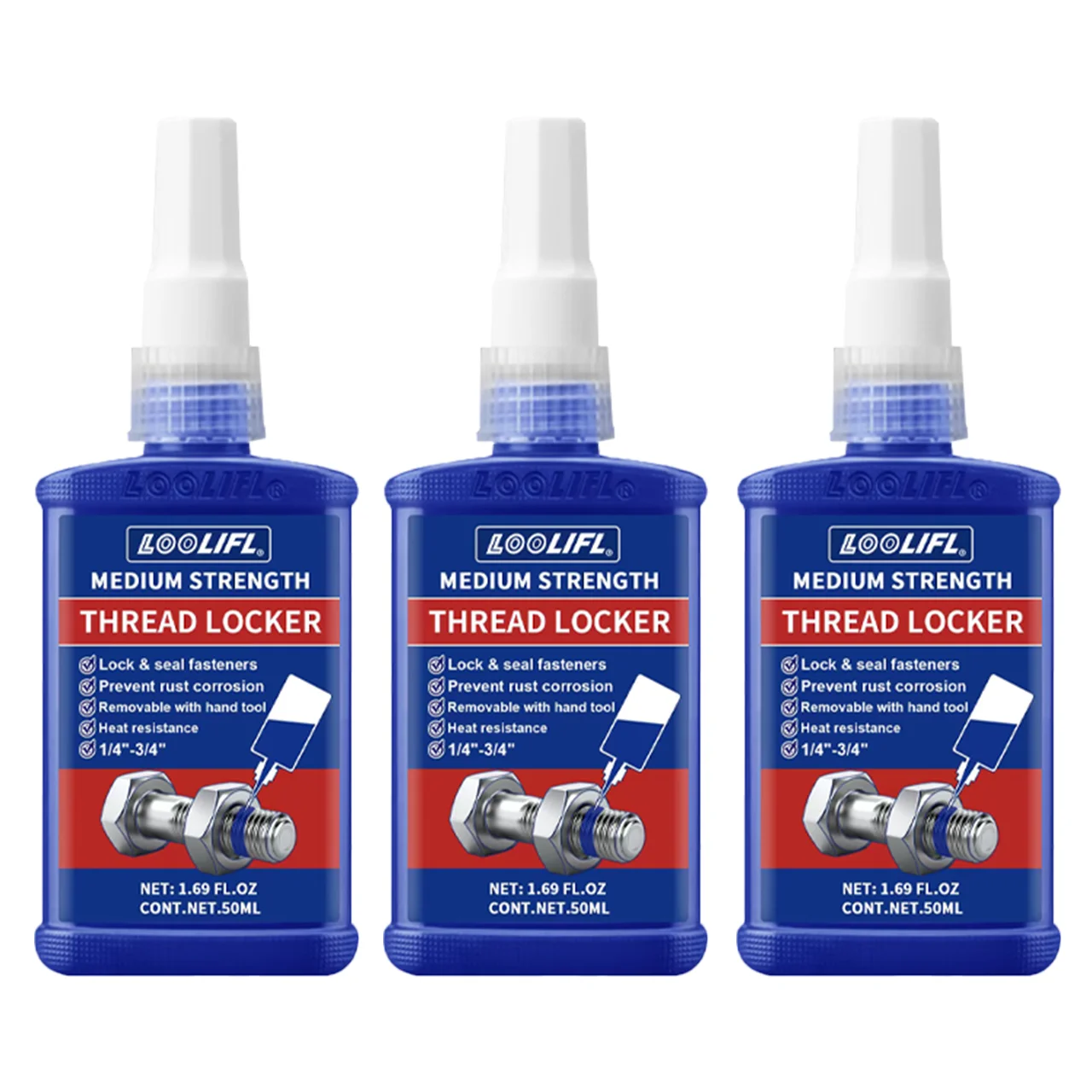Premium Thread Locking Adhesive - Anti-Loosening, Anti-Shake, Anti-Rust, Anaerobic Solution, Available in Removable and Permanent Strengths, Two-Pack (10g-50g)