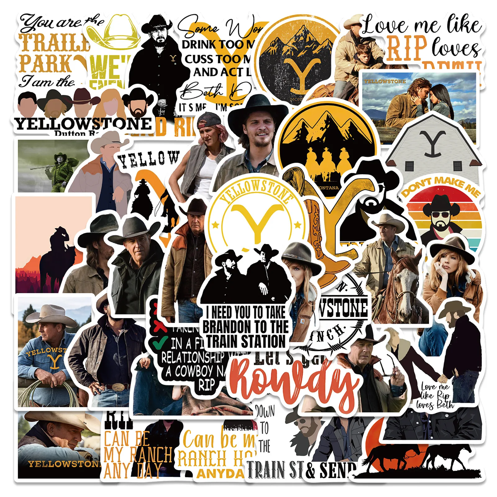 

50 American TV Series Yellowstone Stickers Personalized Decorative Luggage Notebook Guitar Waterproof Removable Leizi